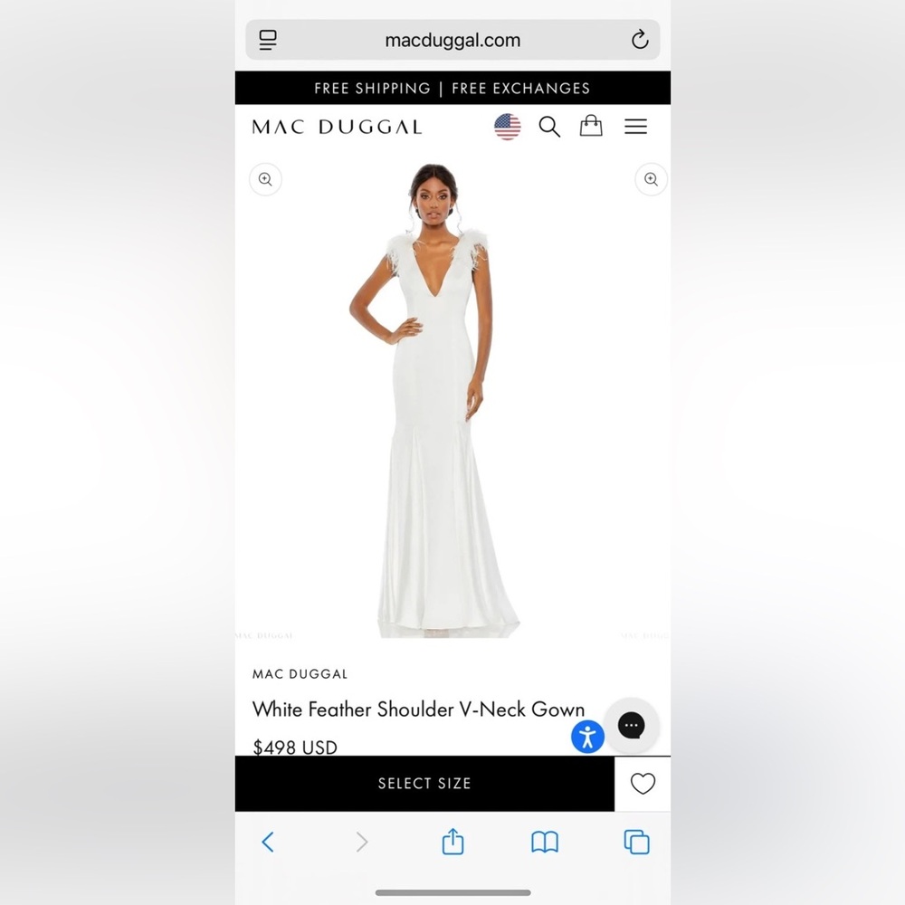 Mac Duggal White Feather Shoulder Gown